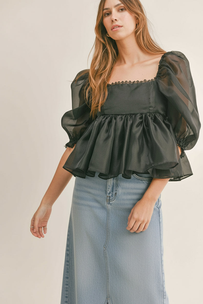 Heather Tulle Top