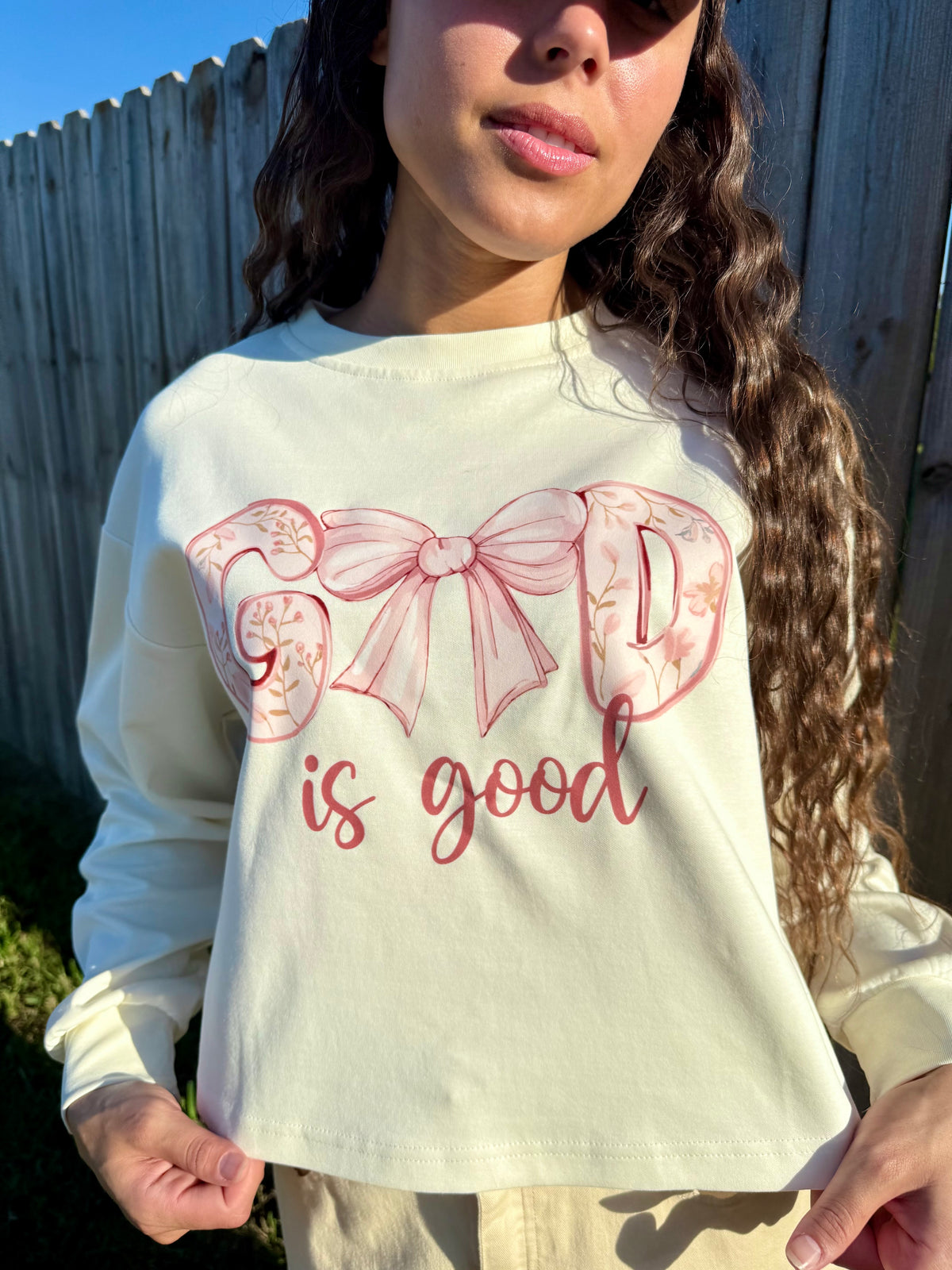 GOD IS GOOD CROPPED TEE