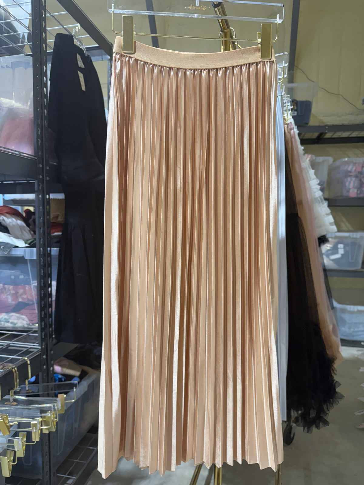 Shiny Pleated Skirt