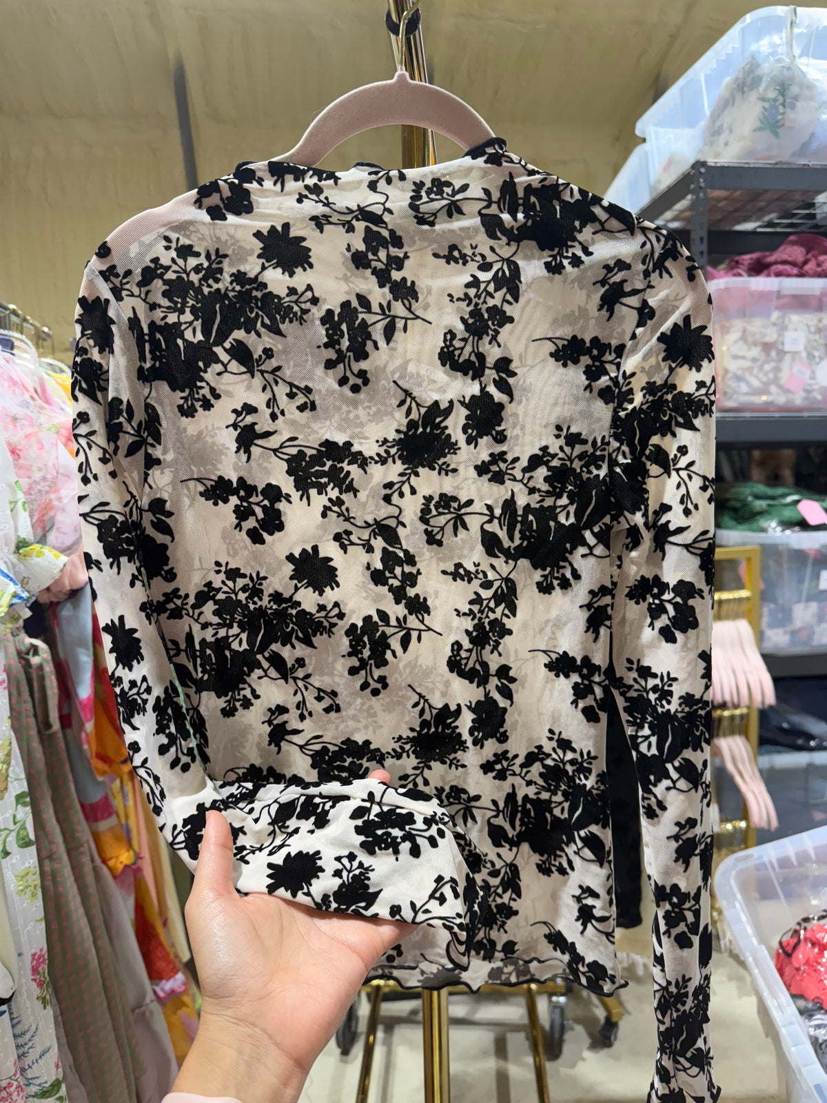 Velvet Floral Layering Shirt