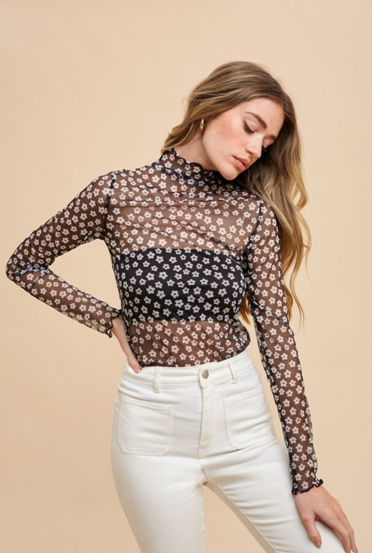 Ditsy Mesh Top