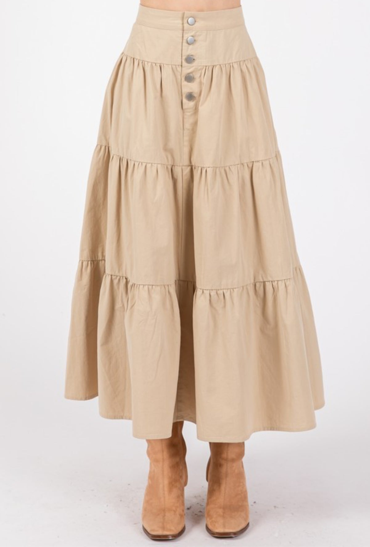 Khaki Midi Skirt